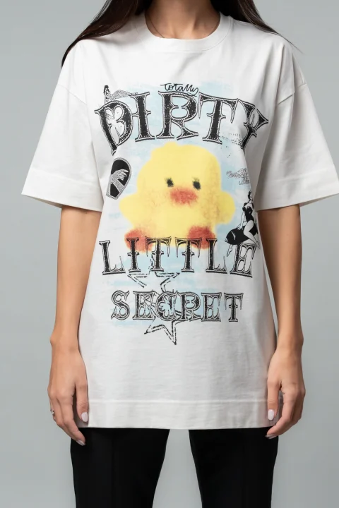 Бяла овърсайз тениска Little Secret