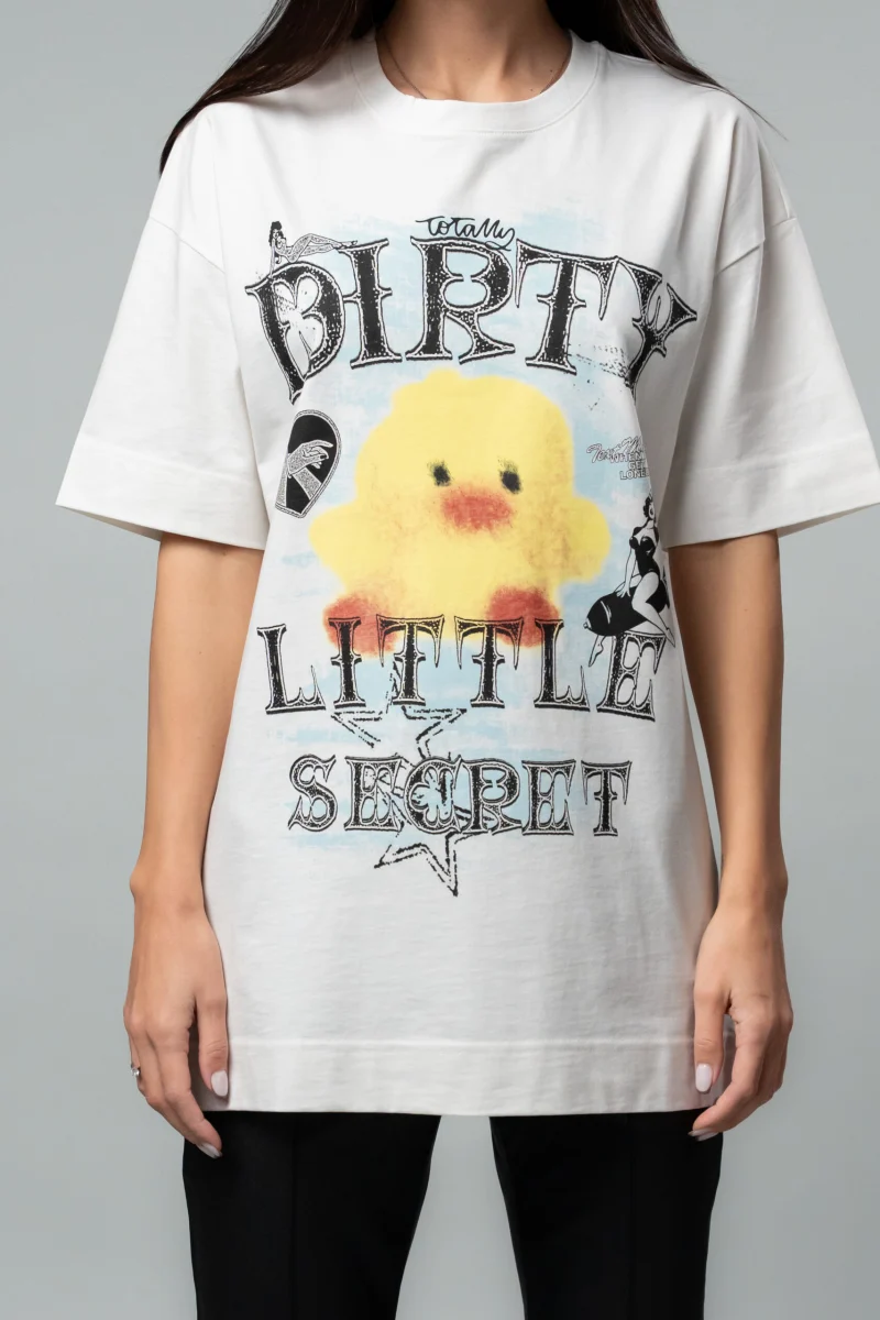 Бяла овърсайз тениска Little Secret