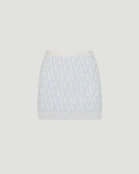 Light Blue FF Cashmere and Wool Mini Skirt
