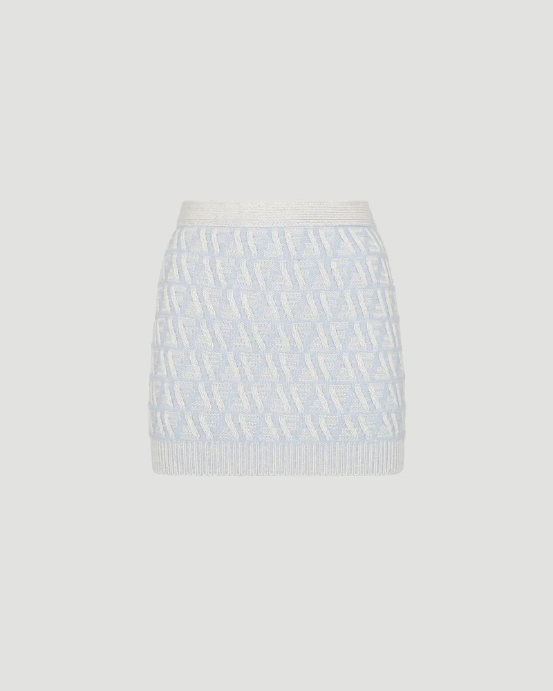 Light Blue FF Cashmere and Wool Mini Skirt