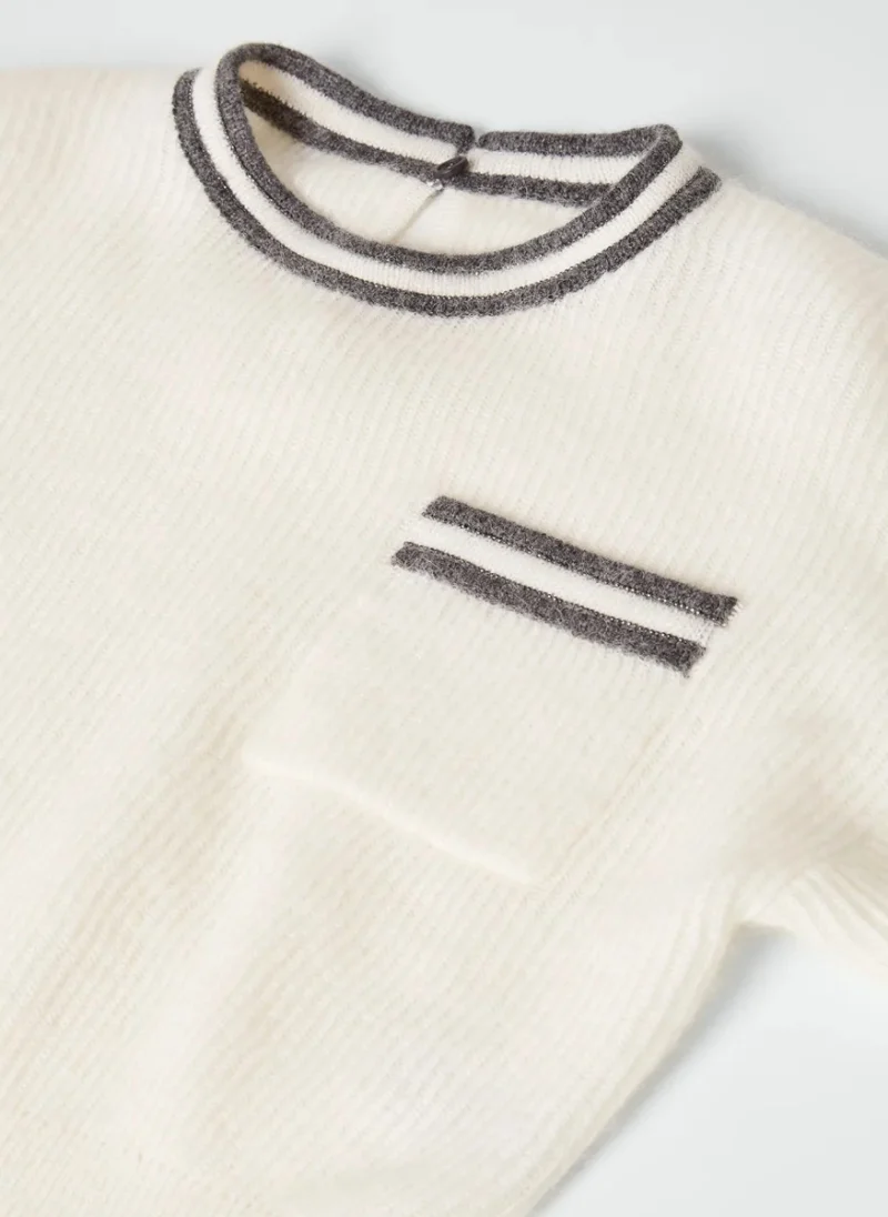 Пуловер от алпака с раирани детайли Brunello Cucinelli Kids 8-10 — снимка 3
