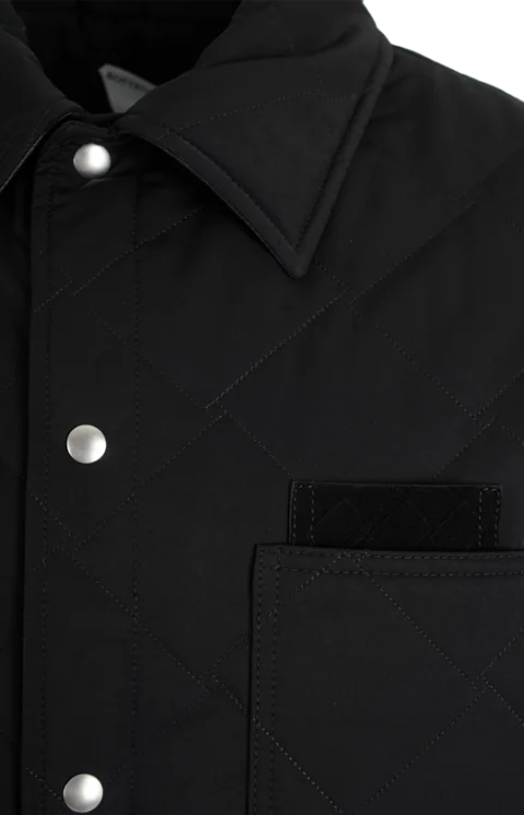 Nylon and Cotton Quilted Overshirt in Black — снимка 2