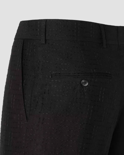 Linen Blend FF Jacquard Shorts in Black — снимка 3
