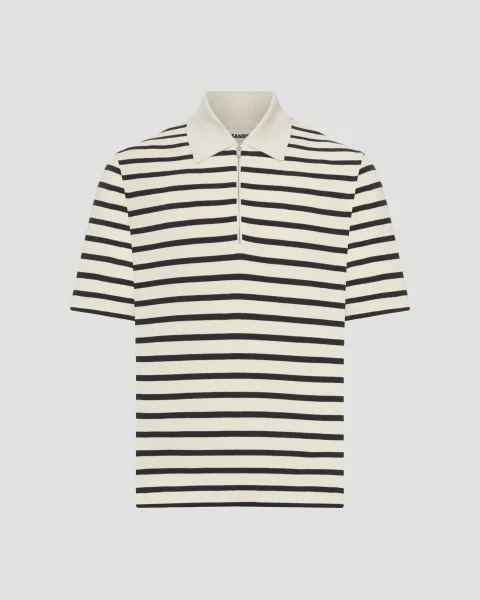 Cream Striped Pattern Polo
