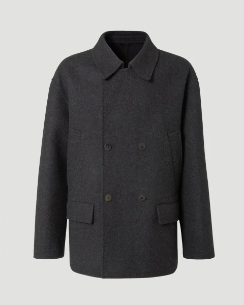 Wool Pea Coat in Black
