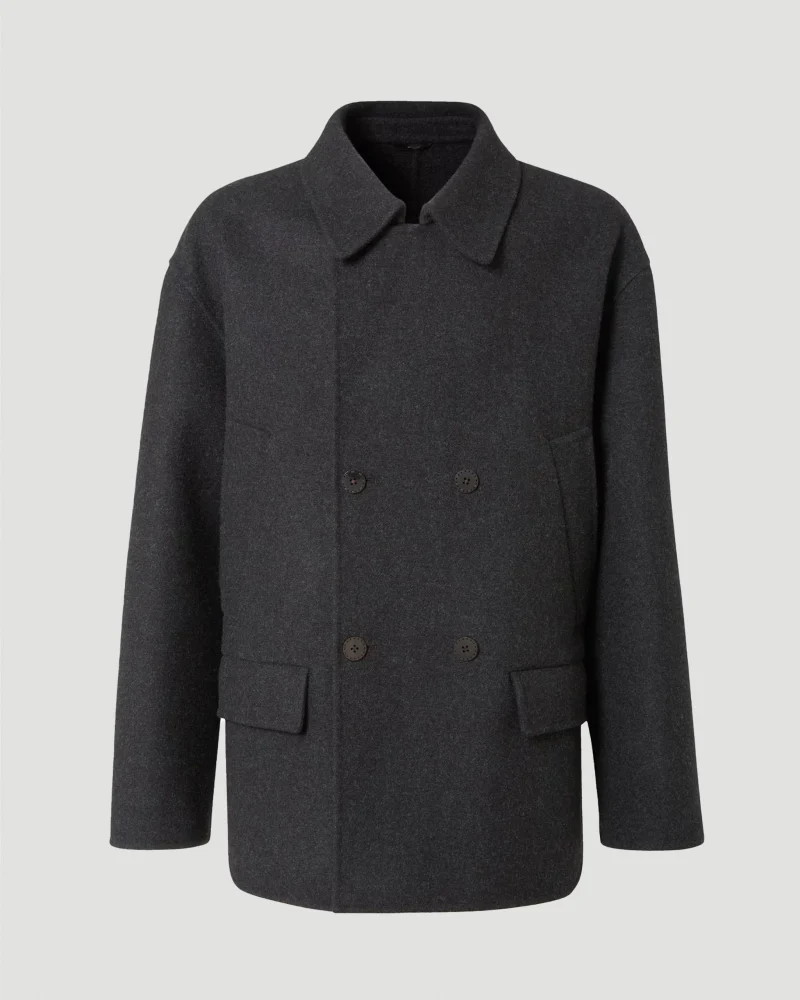 Wool Pea Coat in Black