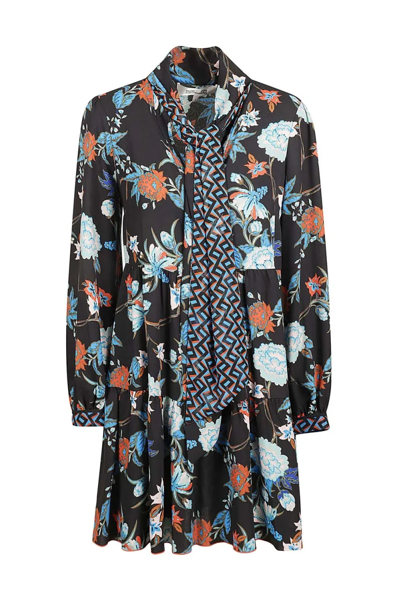 Рокля Romi DVFDL3Q007FBZSB oct fl black/ zig zag sea blue