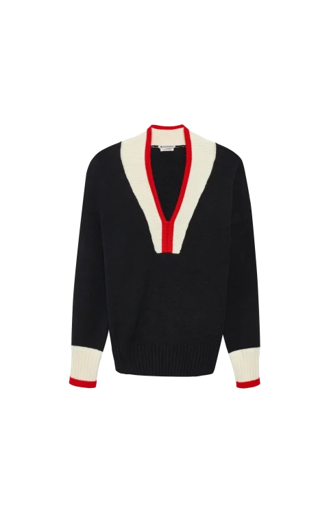 Contrast Trim Jumper in Black