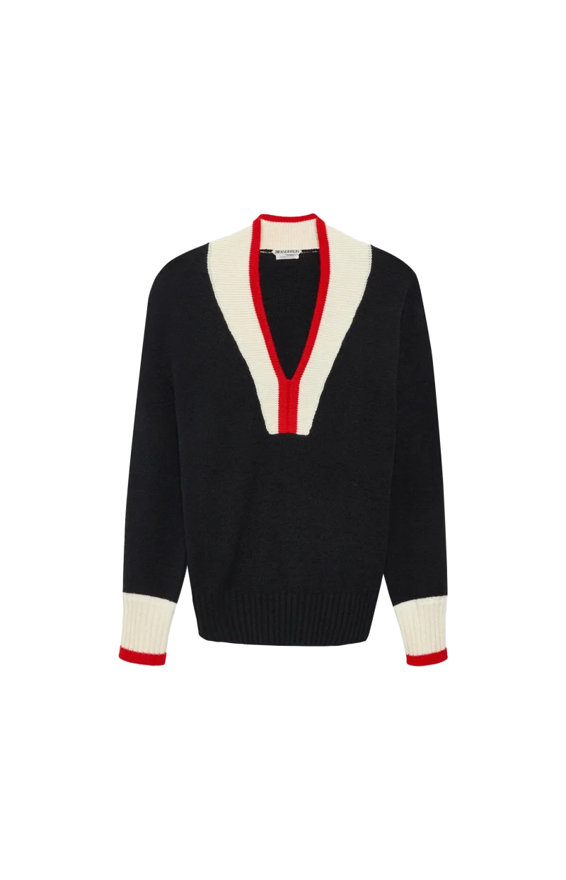 Contrast Trim Jumper in Black