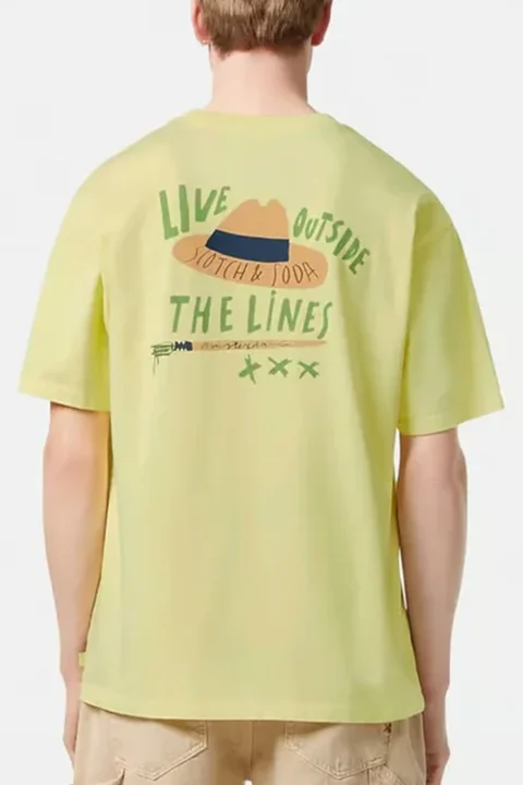 T-Shirt Relaxed-Fit Front And Back Artwork 180050 7653 sorbet yellow — снимка 2