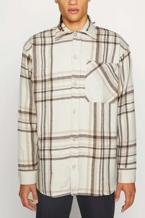 Риза Jordennis Check Becks Relaxed Shirt Ls 12218598 19-1314 TCX seal brown — снимка 2