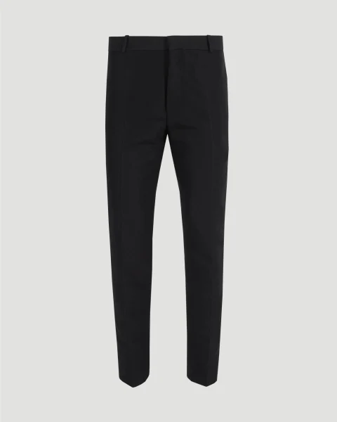 Tailored Cigarette Trousers in Black Cotton