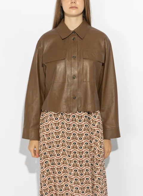 Кожено яке 'Shirt style' Weekend Max Mara Wkdpiovra — снимка 4