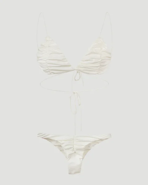 Tyra Satin Swimsuit in White