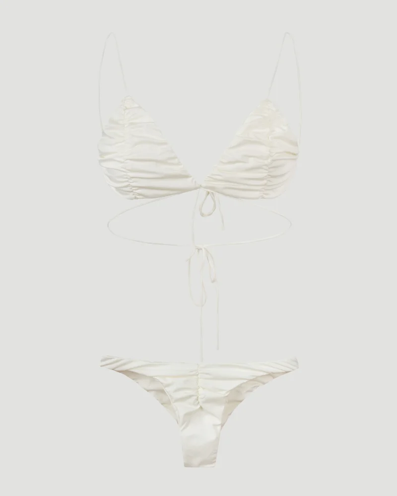 Tyra Satin Swimsuit in White