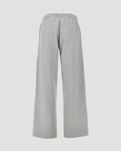 Check Trim Cotton Track Pants in Pale Grey Melange — снимка 2