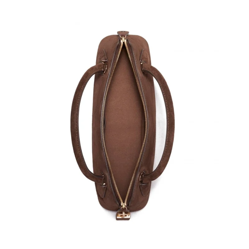 Дамска кафява чанта LOCK SUEDE TORY BURCH — снимка 9