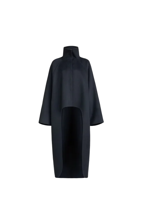Alaïa Midnight Asymmetric Double Face Cashmere Coat