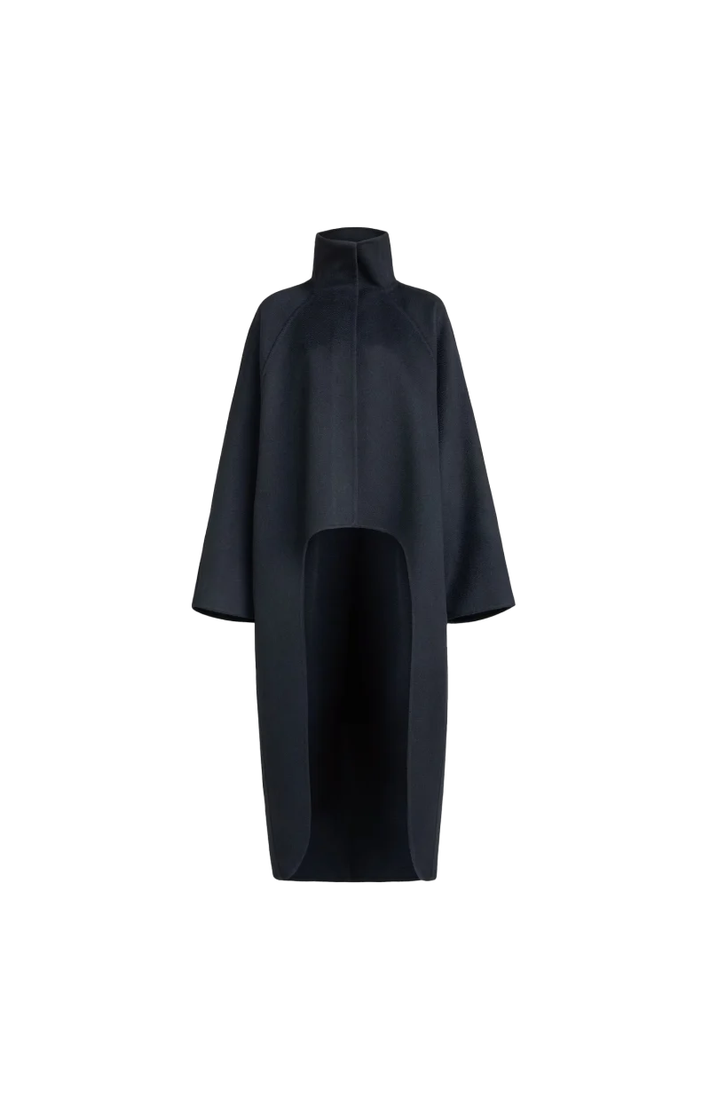 Alaïa Midnight Asymmetric Double Face Cashmere Coat