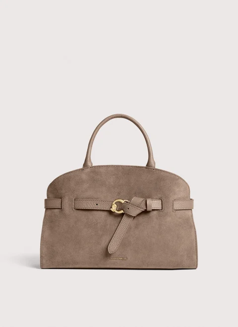 Велурена чанта Coccinelle Sabine Medium Warm Taupe
