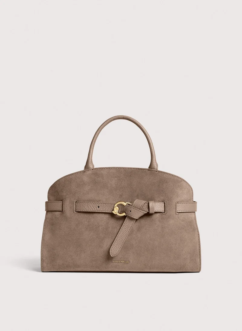 Велурена чанта Coccinelle Sabine Medium Warm Taupe