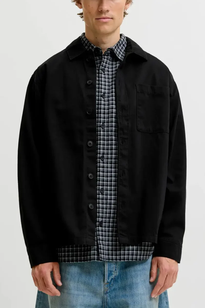 Риза Jjearchive Twill Overshirt 12298582 C-N10 black — снимка 2
