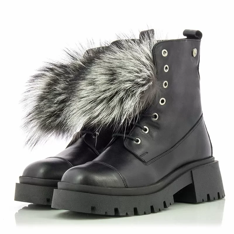 Дамски Кубинки CARLO FABIANI – 28105 PELICA BLACK FUR — снимка 4