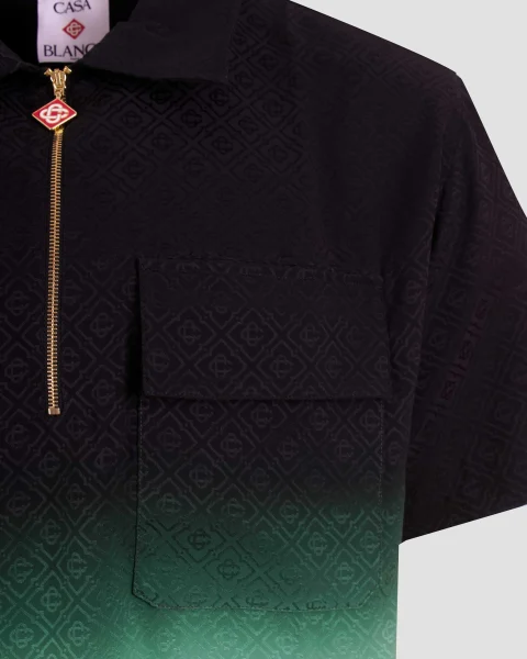 Gradient Monogram Jacquard Short-Sleeve Polo Shirt — снимка 4