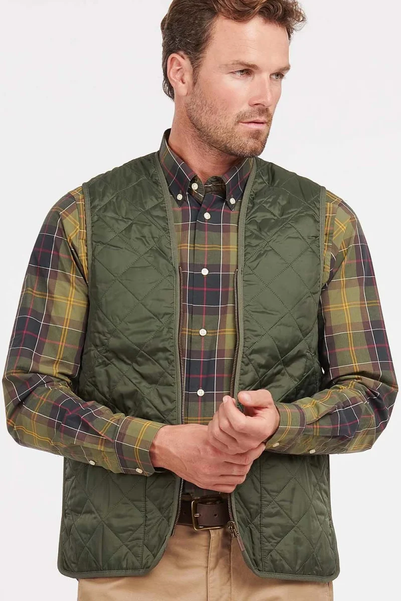 Яке Quilted Waistcoat/Zip-In Liner MLI0001 gn92 olive / classic tartan — снимка 2