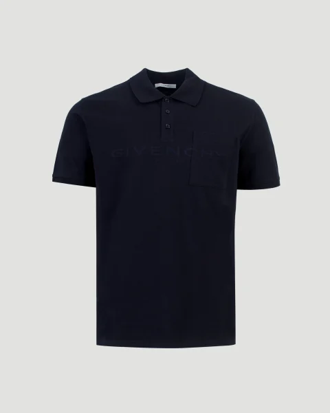 Polo Shirt with Givenchy Paris Jacquard in Navy