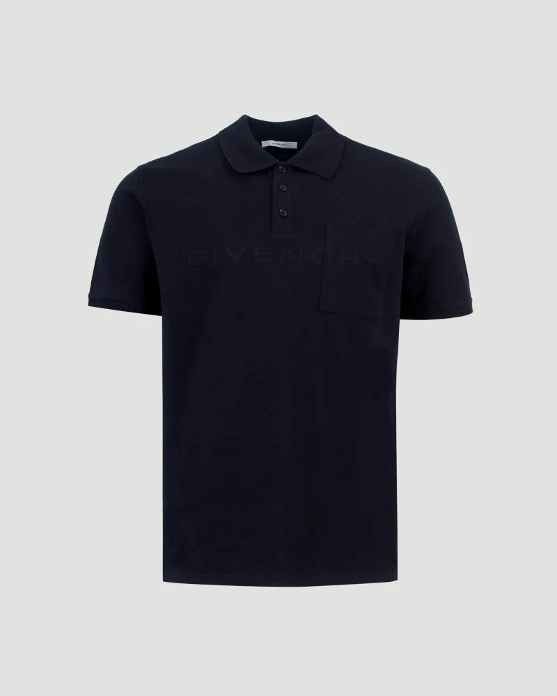 Polo Shirt with Givenchy Paris Jacquard in Navy