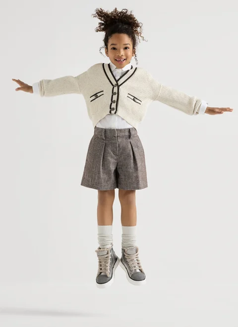 Жилетка с контрастни детайли Brunello Cucinelli Kids 4-6 — снимка 5