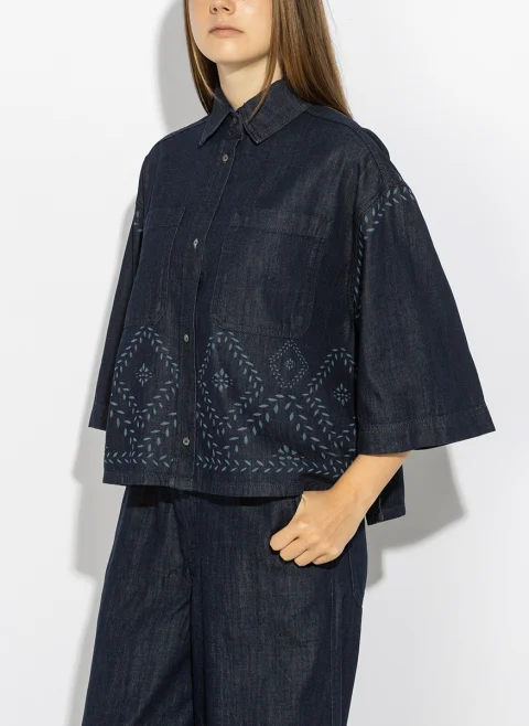 Риза от деним Weekend Max Mara Wkdalare — снимка 5
