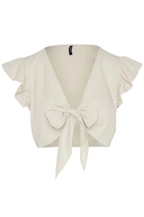 Top Vmmymilo Sl Crop Tie Top Wvn Ga 10282510 11-0602 TCX snow white