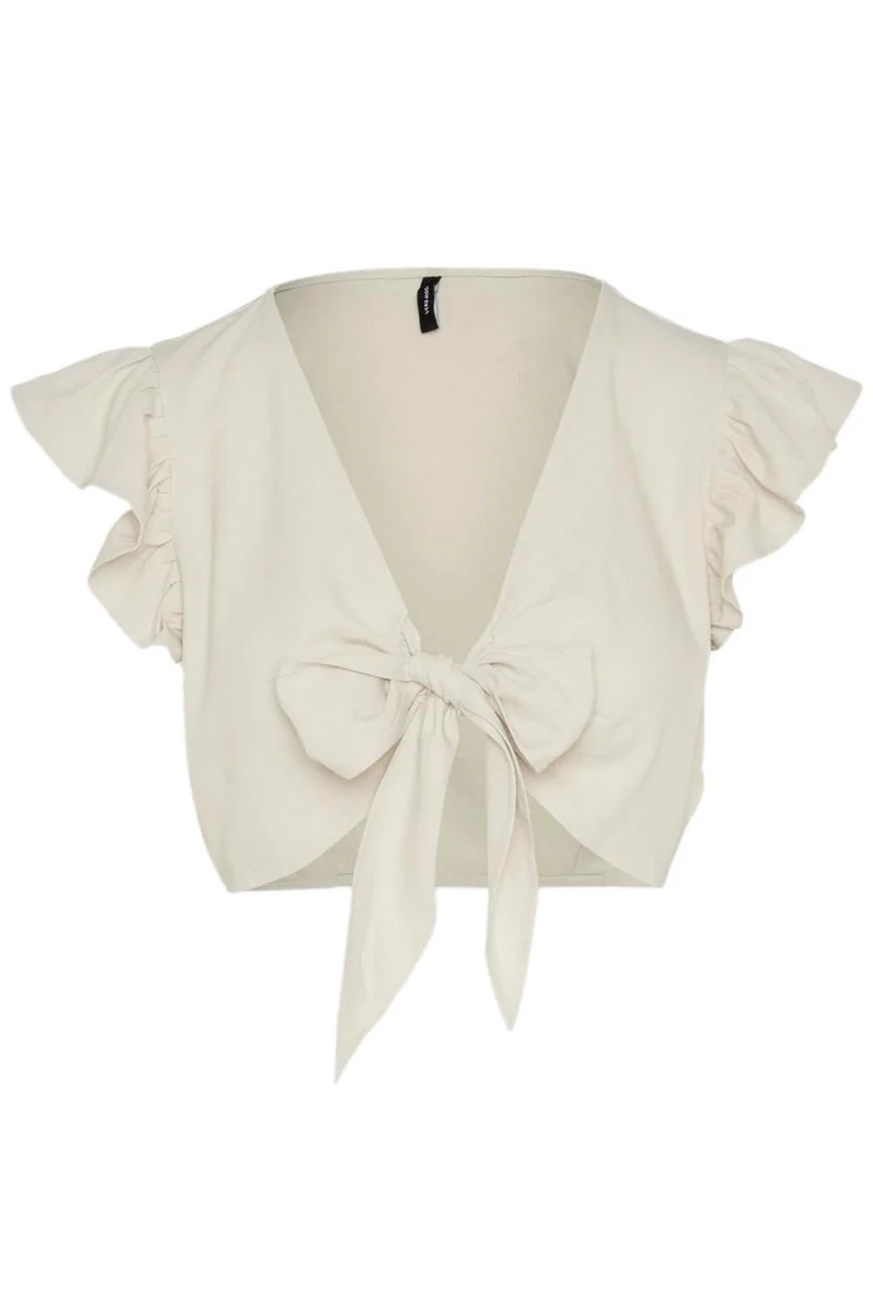 Top Vmmymilo Sl Crop Tie Top Wvn Ga 10282510 11-0602 TCX snow white