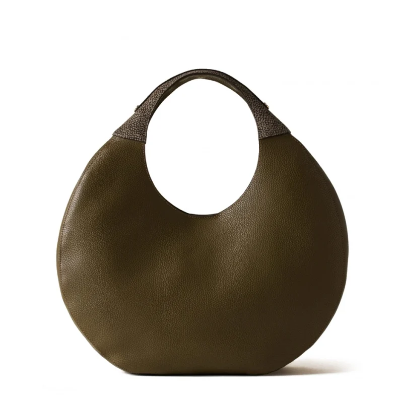 Дамска зелена чанта Full Moon Hobo Large BORBONESE