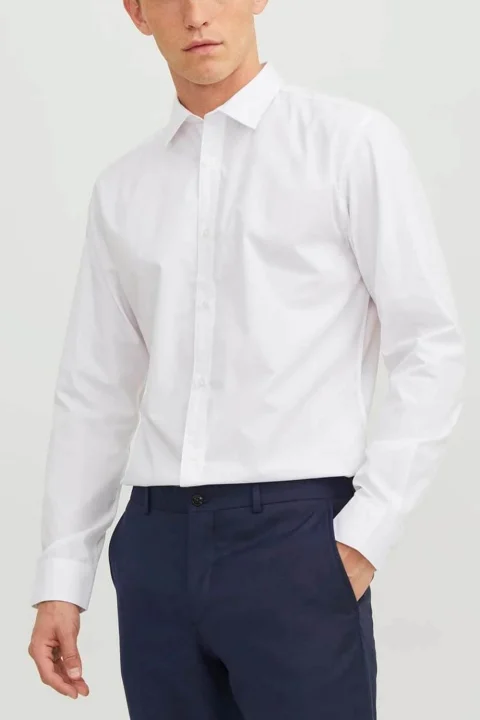 Риза Jjejoe Ls Plain 12187222 C-N100 white — снимка 2