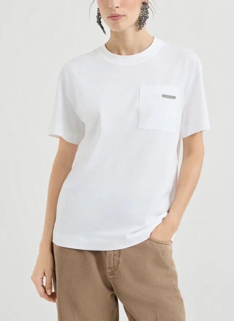 Тишърт с монили Brunello Cucinelli — снимка 4