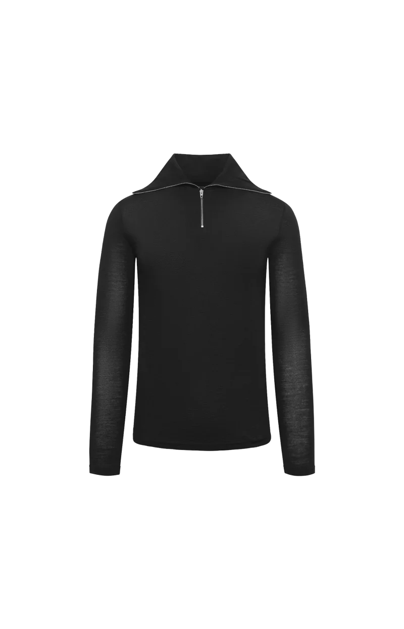 Zip Up High Neck Long Sleeve T-Shirt