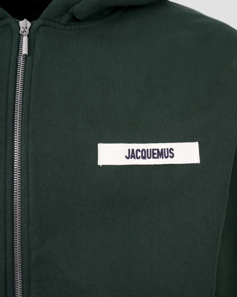 Grosgrain Logo Zip Hoodie in Dark Green — снимка 3