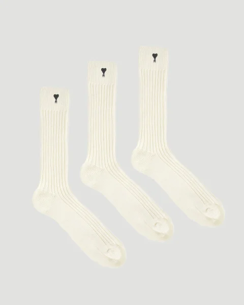 Three Pack Ami de Coeur Socks in Cream
