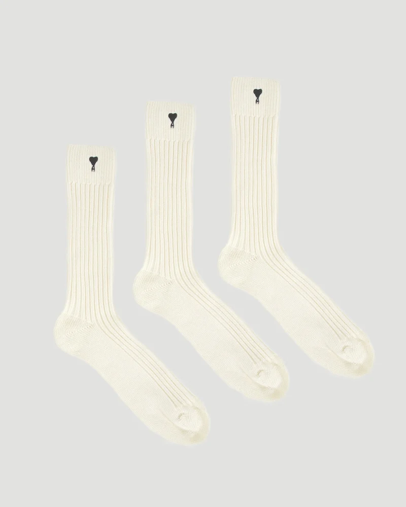 Three Pack Ami de Coeur Socks in Cream