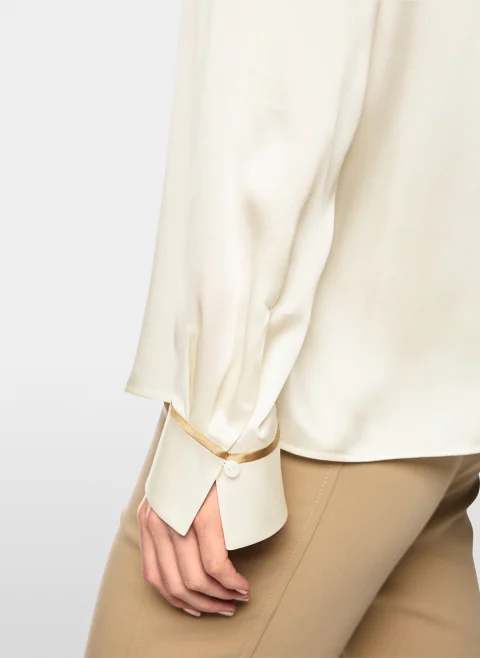 Копринена риза с контрастни кантове Marc Cain Collections — снимка 4