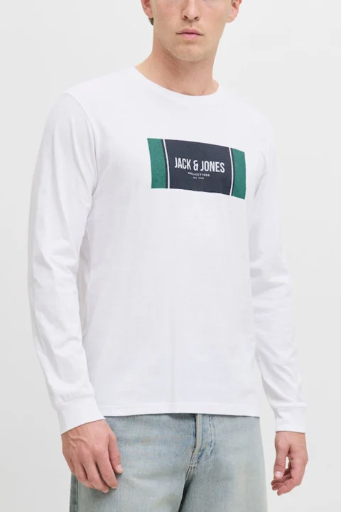 Блуза Jjhayato Tee Ls Crew Neck Bts 12282290 C-N100 white — снимка 2
