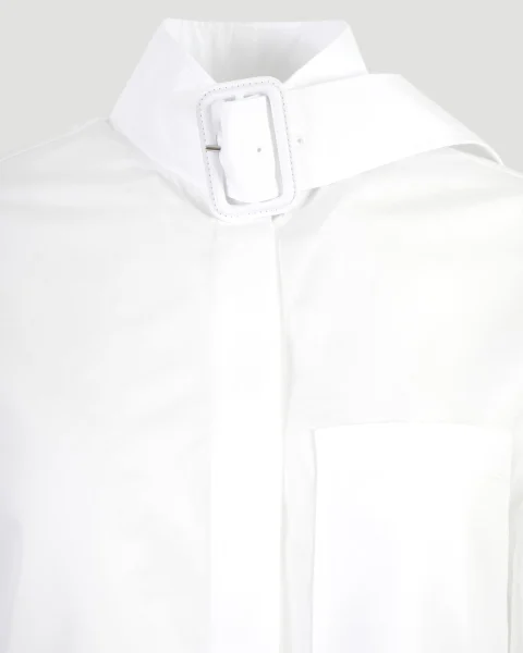 Cropped Buckle Poplin Shirt — снимка 2
