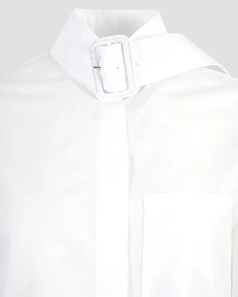 Cropped Buckle Poplin Shirt — снимка 2