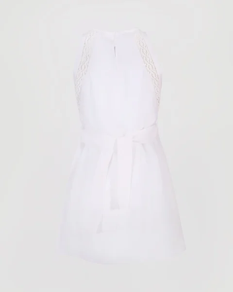 Crocheted Lace-Trimmed Linen and Cotton Dress — снимка 2