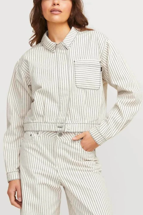 Риза Jxmaddy Rlx Overshirt Pnt 12267802 11-4800 TCX blanc de blanc — снимка 2