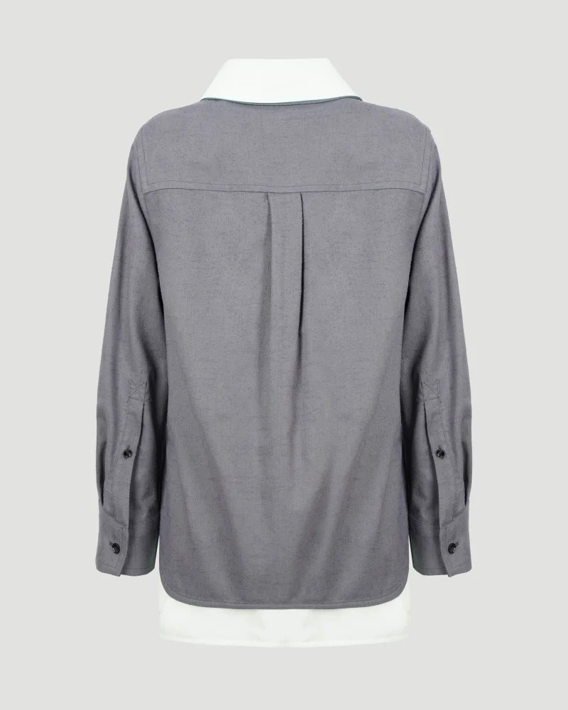 Relaxed Fit Double Layer Cotton Shirt — снимка 2