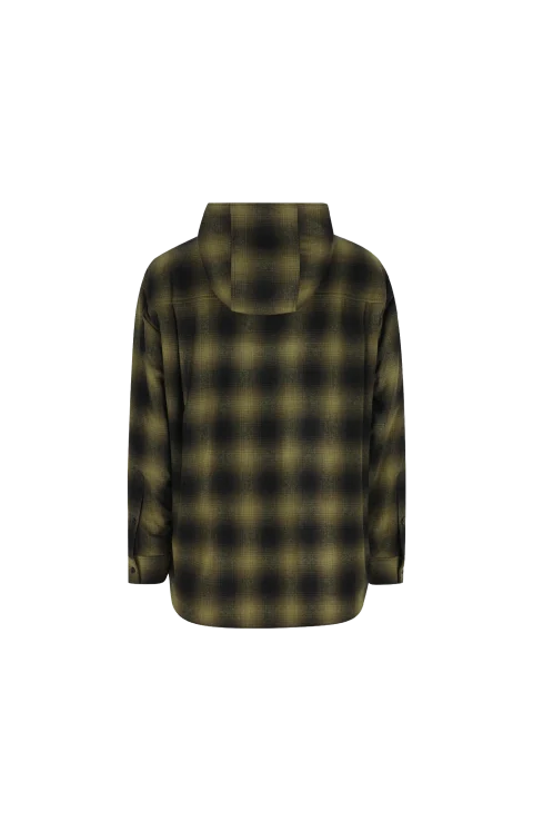 Wool Overshirt in Khaki/Black — снимка 2
